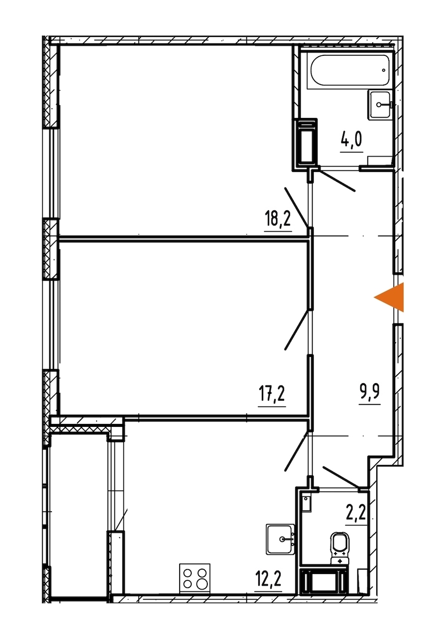 Двухкомнатная квартира в Эталон ЛенСпецСМУ: площадь 65.6 м2 , этаж: 7 – купить в Санкт-Петербурге